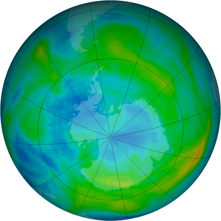 Antarctic ozone map for 14 April 1981